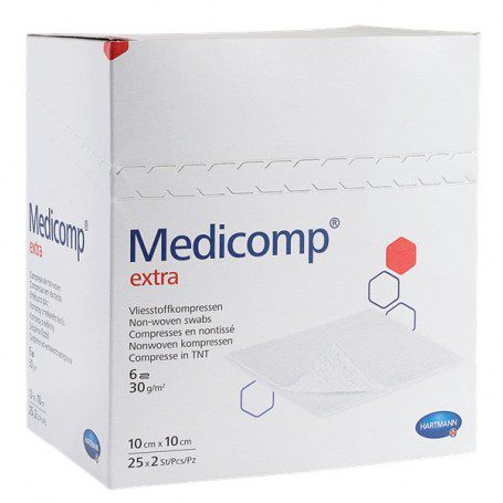 Comprese Medicomp 25 buc 7.5x7.5cm netesut extra-absorbante structura tifon