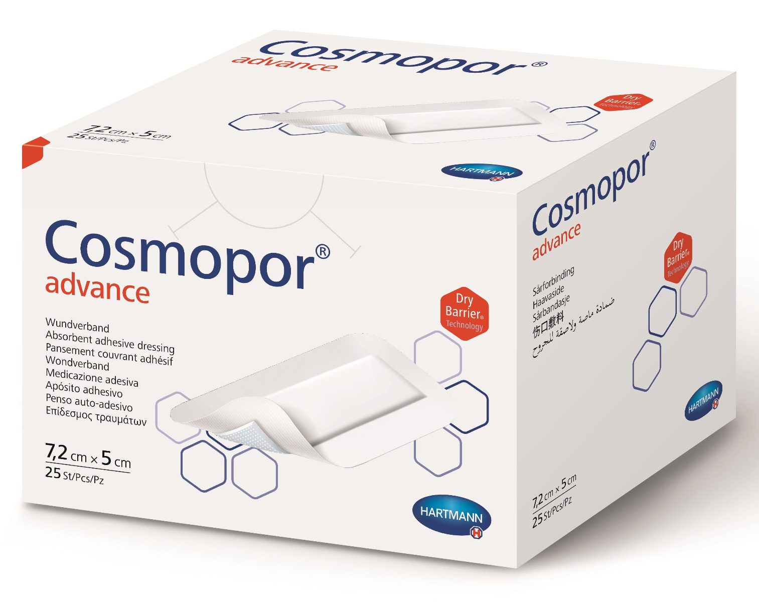 Cosmopor Plasture steril 7.2x5cm autoadeziv x25 corp absorbant suport netesut